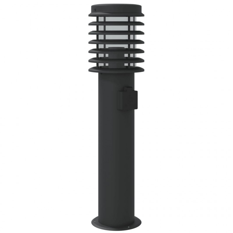 Lampy ogrodowe na słupku, z gniazdkiem, 3 szt., czarne, 60 cm