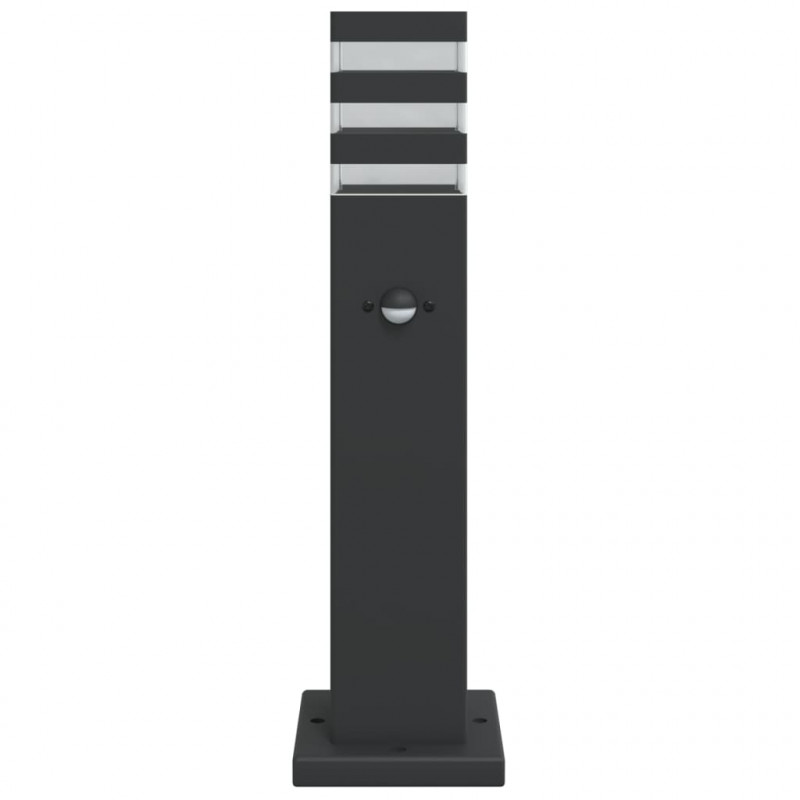 Zewnętrzna lampa stojąca z czujnikiem, czarna, 50 cm, aluminium