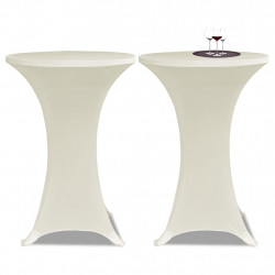 Obrus na stół barowy Ø 80 cm kremowy rozciągany 2 szt