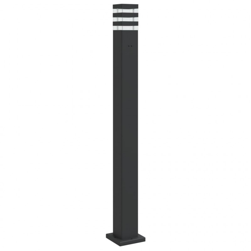 Zewnętrzna lampa stojąca, z gniazdem, czarna, 110 cm, aluminium