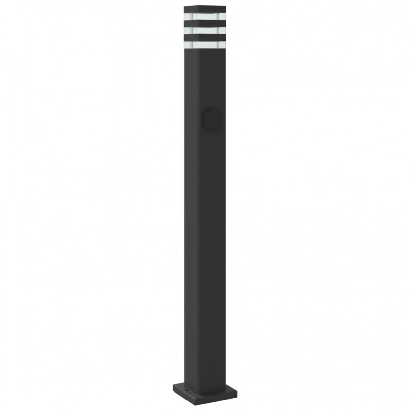 Zewnętrzna lampa stojąca, z gniazdem, czarna, 110 cm, aluminium