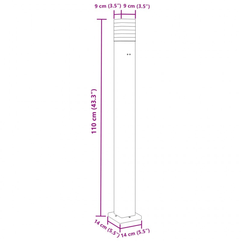 Zewnętrzna lampa stojąca, z gniazdem, czarna, 110 cm, aluminium