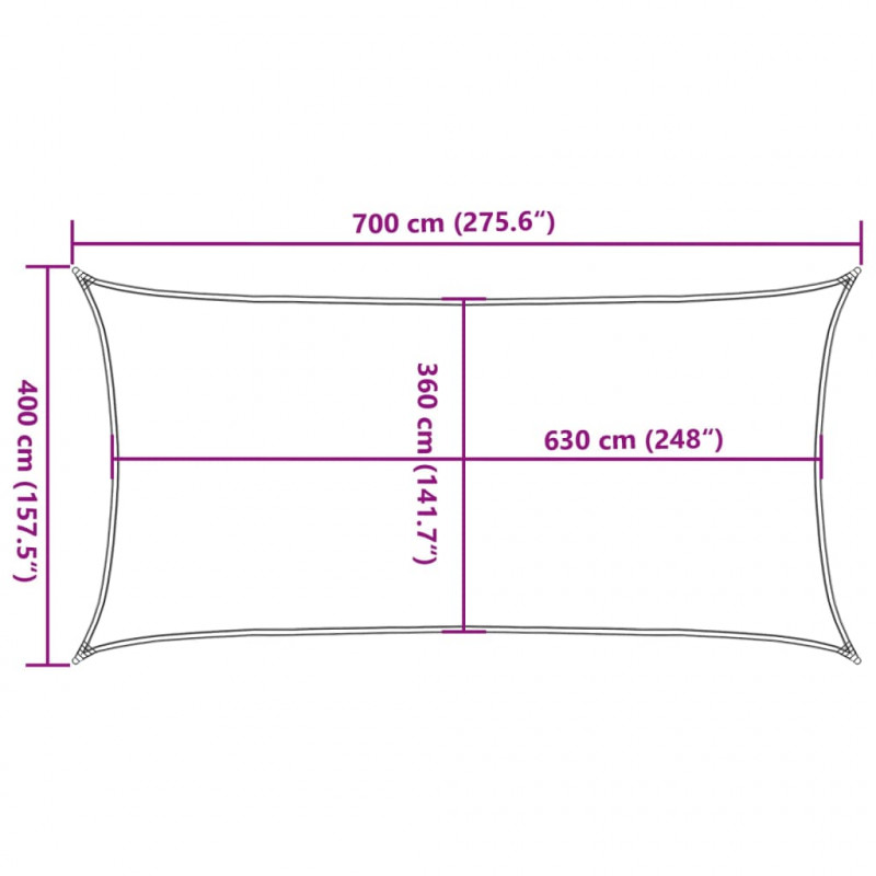 Żagiel przeciwsłoneczny, 160 g/m², piaskowy, 4x7 m, HDPE
