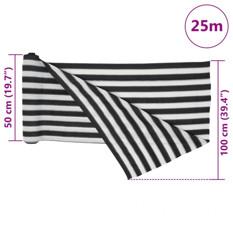 Siatka cieniująca, antracytowo-biała, 1x25 m, HDPE, 75 g/m²