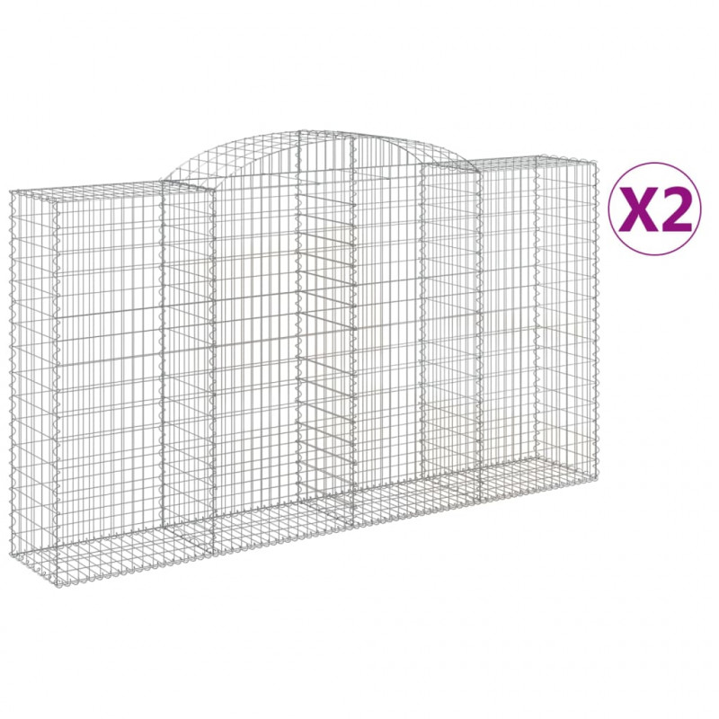 Kosze gabionowe z łukiem, 2 szt., 300x50x160/180 cm, żelazo