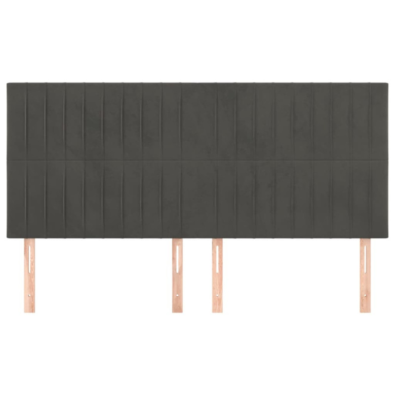 Zagłówki do łóżka, 4 szt, ciemnoszary, 100x5x78/88cm, aksamitny
