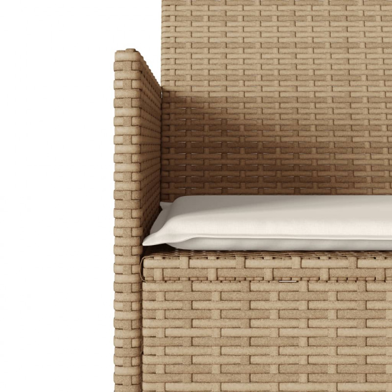 Ogrodowa sofa 2-os. ze stolikiem i poduszkami, beżowy rattan PE
