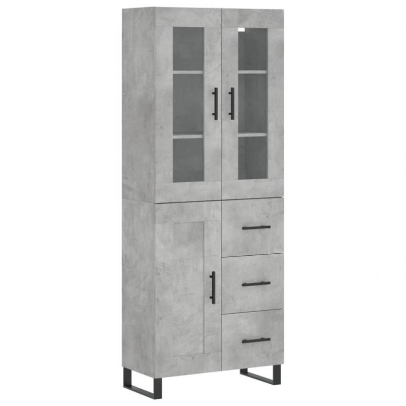 Witrynka, szarość betonu 69,5x34x180 cm materiał drewnopochodny