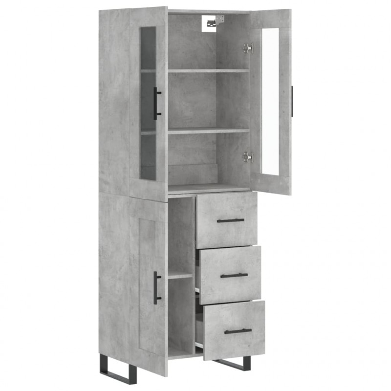 Witrynka, szarość betonu 69,5x34x180 cm materiał drewnopochodny