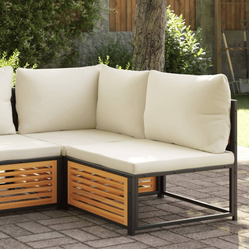 Ogrodowa sofa bez podłokietników, z poduszkami, drewno akacjowe