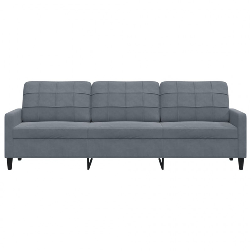Sofa 3-osobowa, ciemnoszara, 210 cm, obita aksamitem