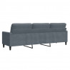 Sofa 3-osobowa, ciemnoszara, 210 cm, obita aksamitem