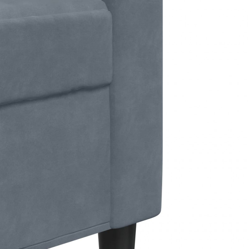 Sofa 3-osobowa, ciemnoszara, 210 cm, obita aksamitem