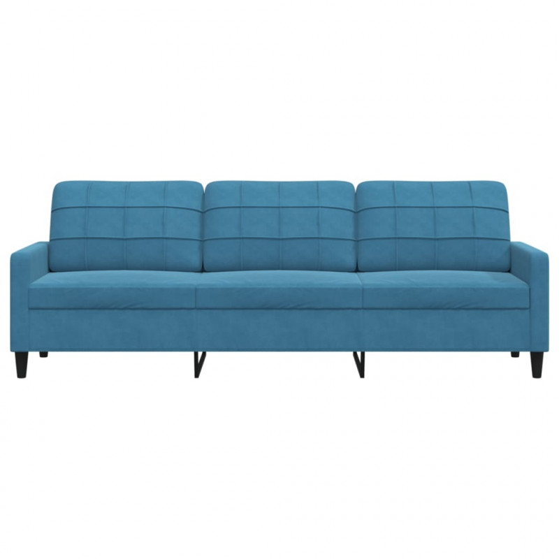Sofa 3-osobowa, niebieski, 210 cm, obita aksamitem