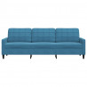 Sofa 3-osobowa, niebieski, 210 cm, obita aksamitem