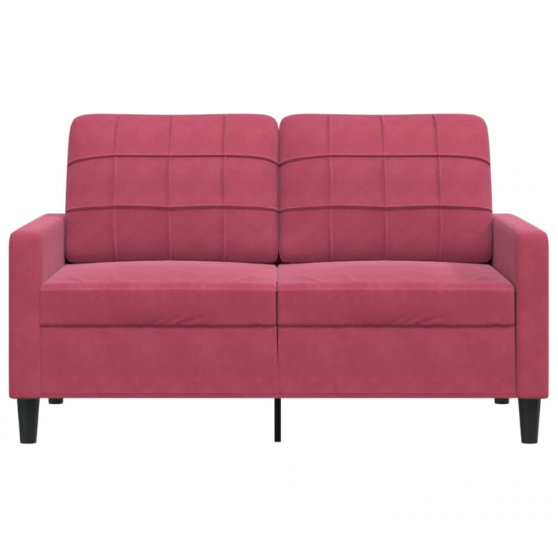 Sofa 2-osobowa, winna czerwień, 120 cm, tapicerowana aksamitem