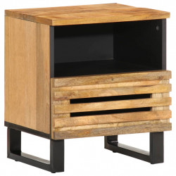 Szafka nocna, 40x34x46 cm, lite surowe drewno mango