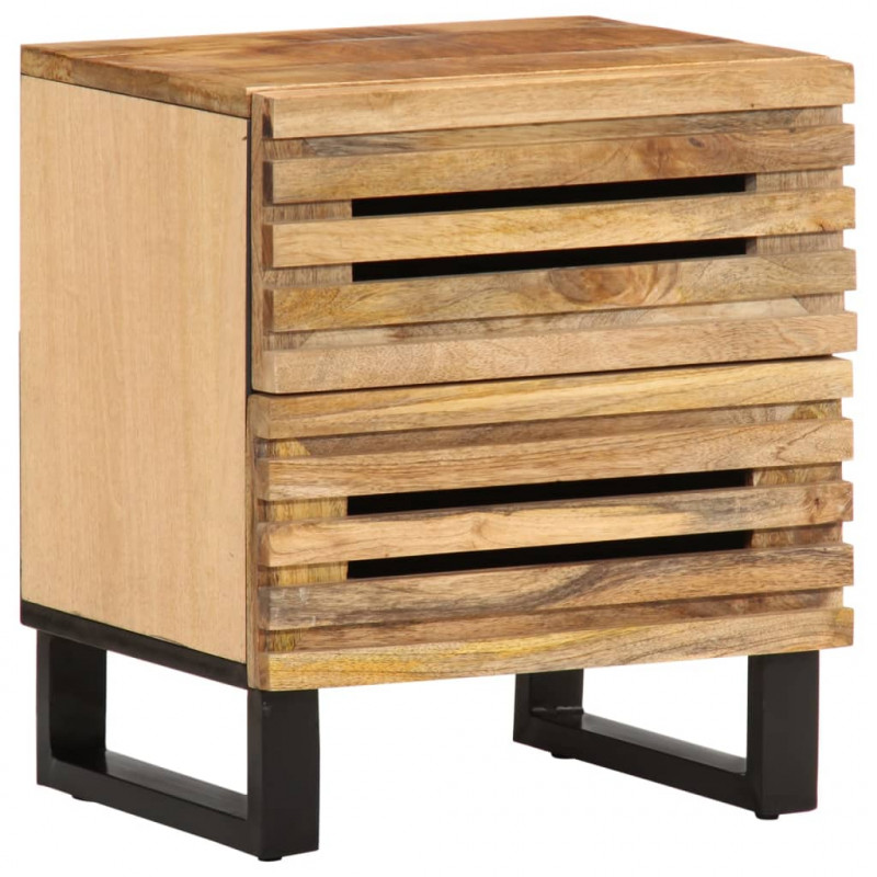 Szafka nocna, 40x34x46 cm, lite surowe drewno mango