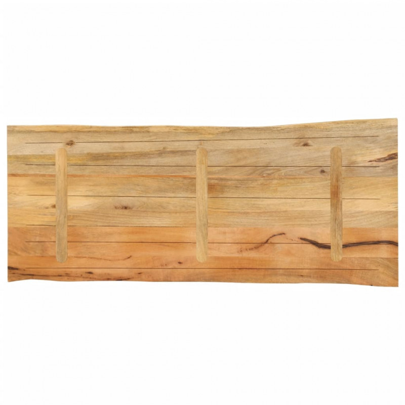 Blat stołu, 140x60x3,8 cm, naturalna krawędź, lite drewno mango