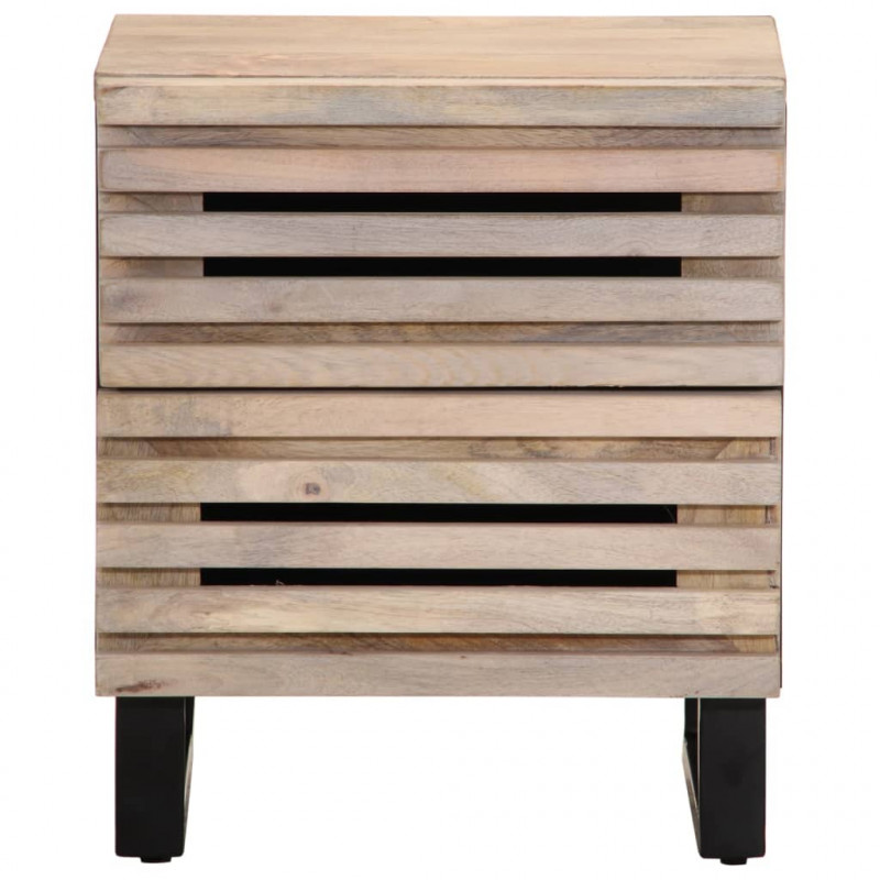 Szafka nocna, 40x34x46 cm, bielone drewno mango
