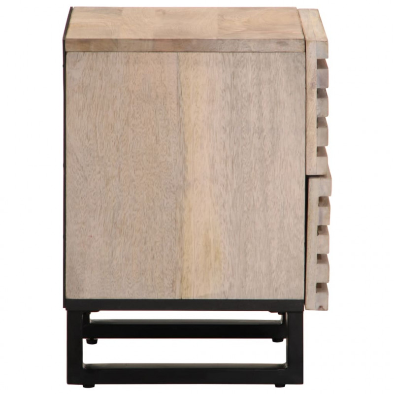 Szafka nocna, 40x34x46 cm, bielone drewno mango