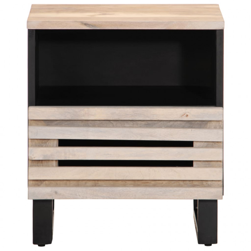 Szafka nocna, 40x34x46 cm, bielone drewno mango