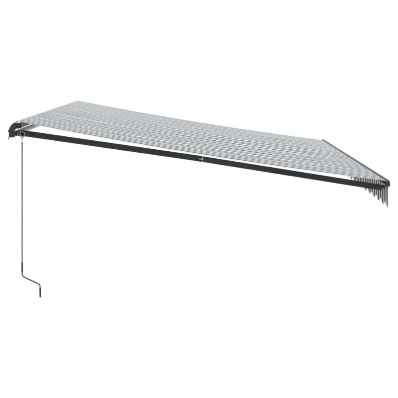 Ręcznie zwijana markiza z LED, antracytowo-biała, 450x300 cm