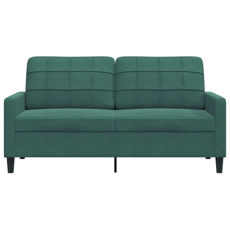 Sofa 2-osobowa, ciemnozielona, 140 cm, tapicerowana aksamitem
