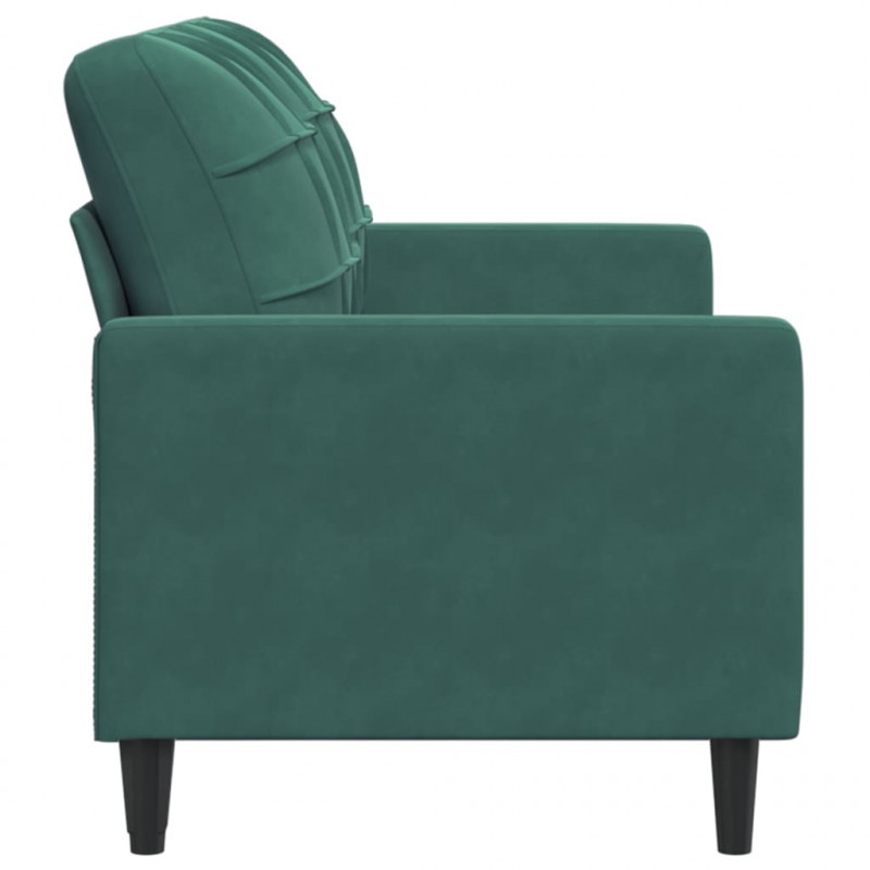 Sofa 2-osobowa, ciemnozielona, 140 cm, tapicerowana aksamitem