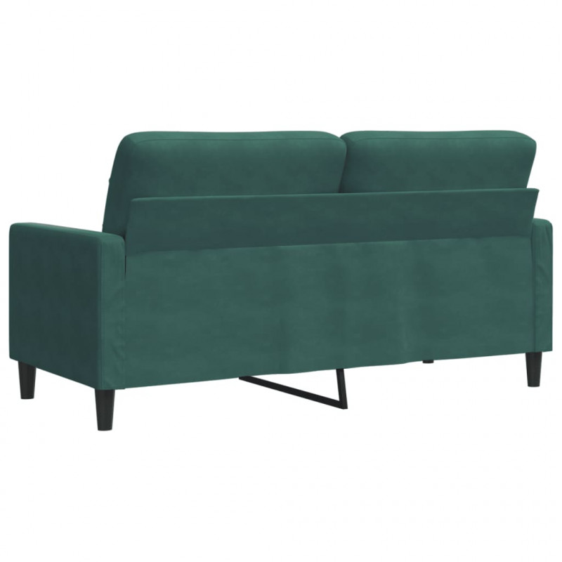 Sofa 2-osobowa, ciemnozielona, 140 cm, tapicerowana aksamitem