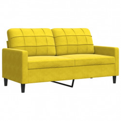 Sofa 2-osobowa, żółta, 140 cm, tapicerowana aksamitem