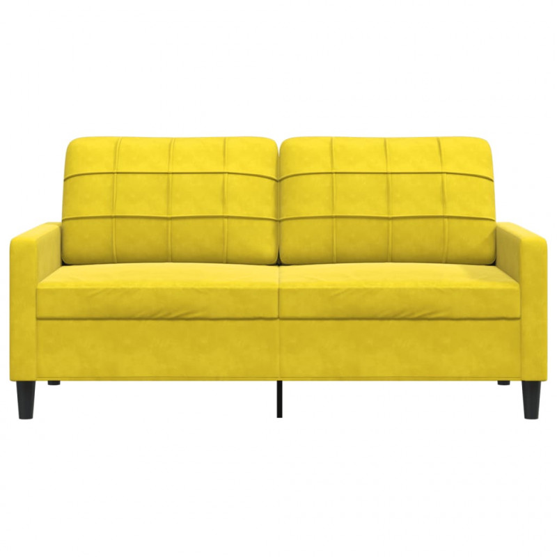 Sofa 2-osobowa, żółta, 140 cm, tapicerowana aksamitem