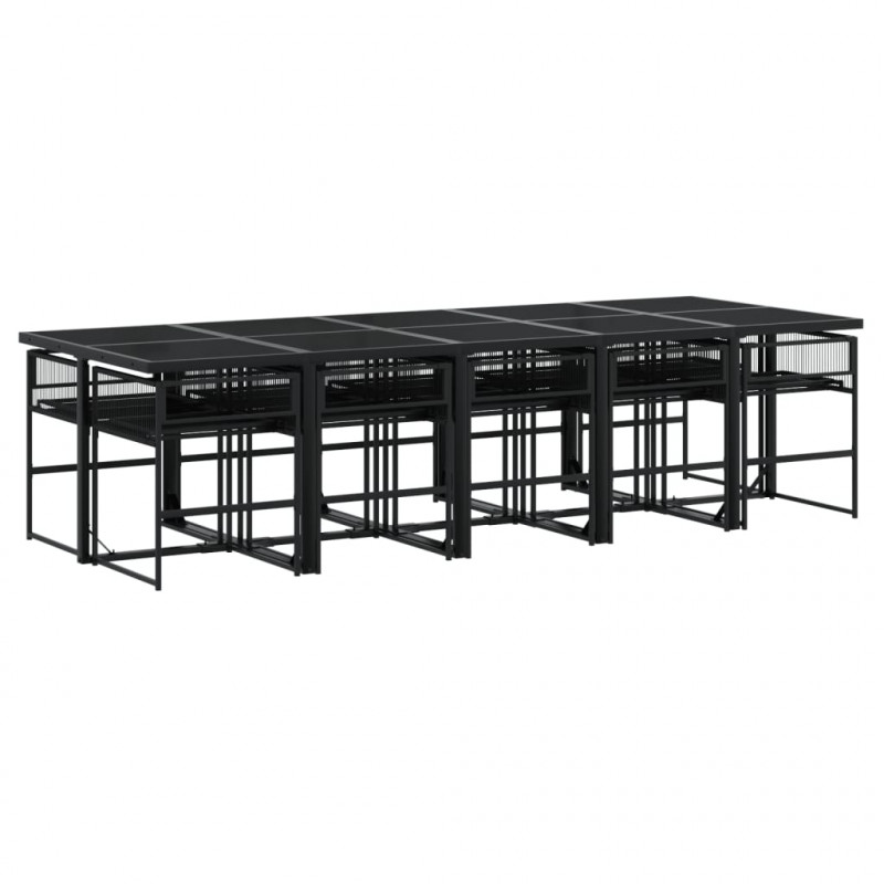 11-częściowy zestaw mebli do ogrodu, czarny polirattan