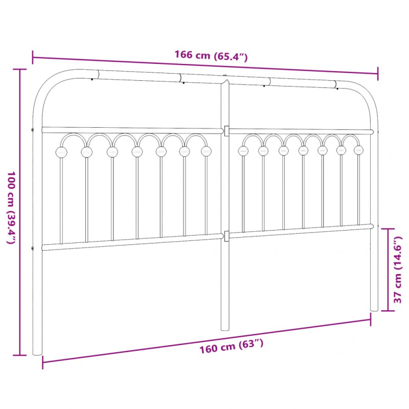Metalowe wezgłowie, czarne, 160 cm