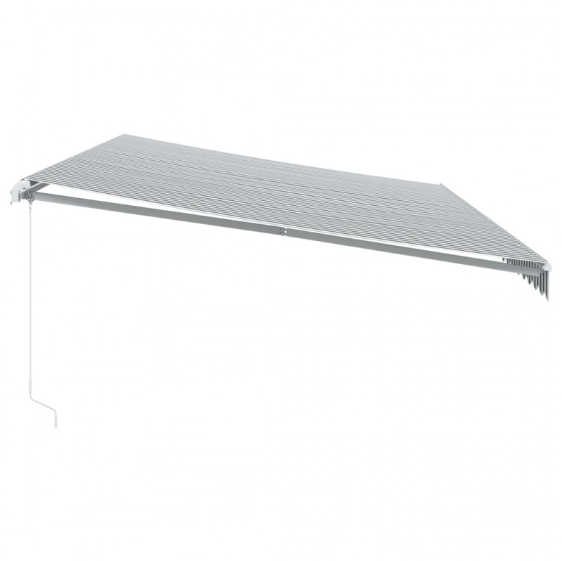 Ręcznie zwijana markiza z LED, antracytowo-biała, 600x350 cm