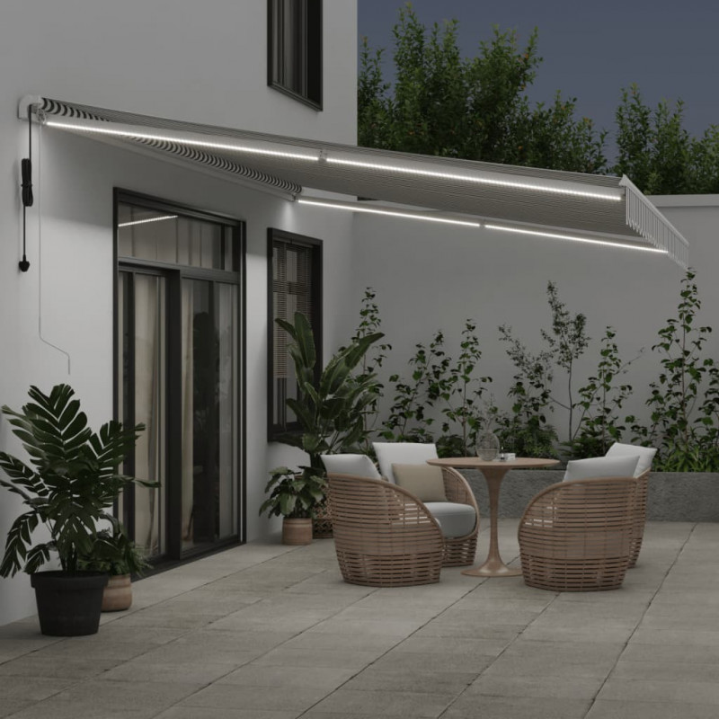 Automatyczna markiza z LED, antracytowo-biała, 600x350 cm