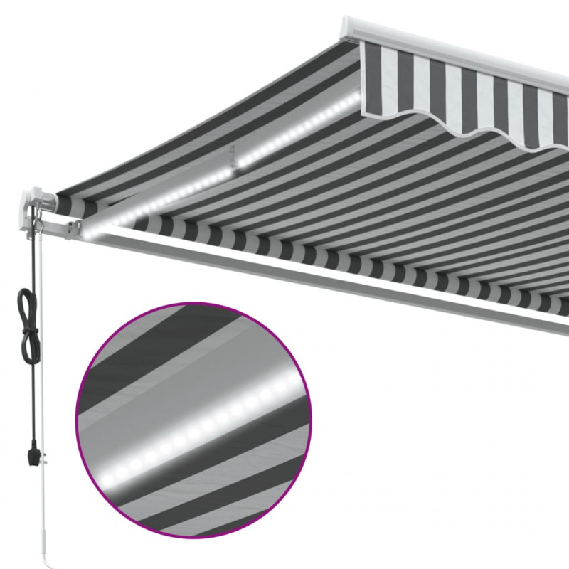 Automatyczna markiza z LED, antracytowo-biała, 600x350 cm