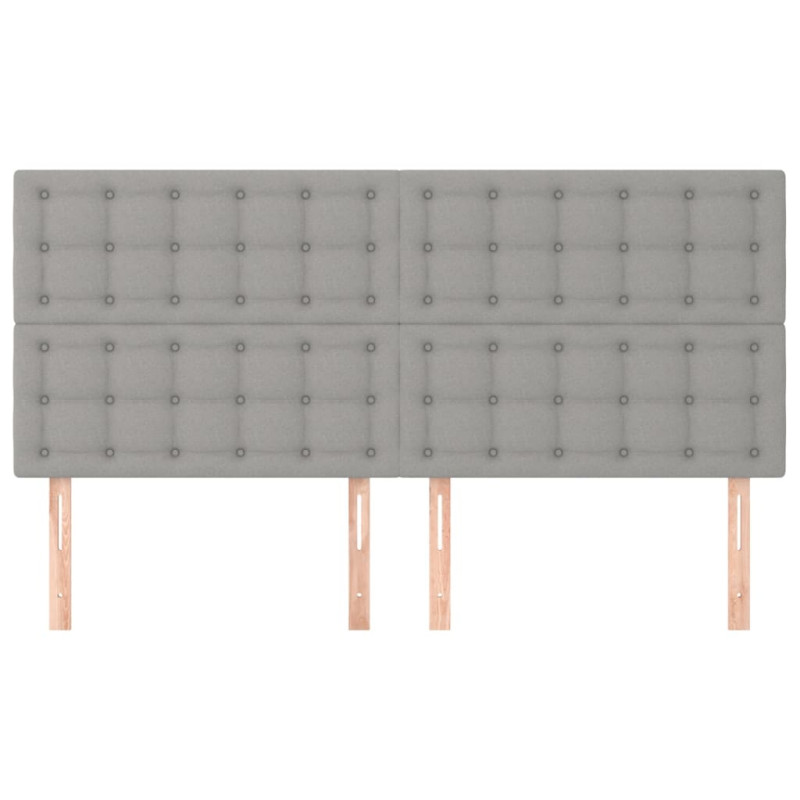 Zagłówki do łóżka, 4 szt., jasnoszary, 80x5x78/88 cm, tkanina