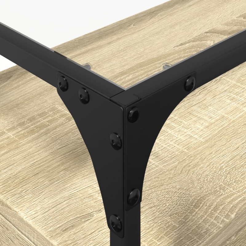 Szafka pod TV ze szklanym blatem, dąb sonoma, 98x35x51 cm