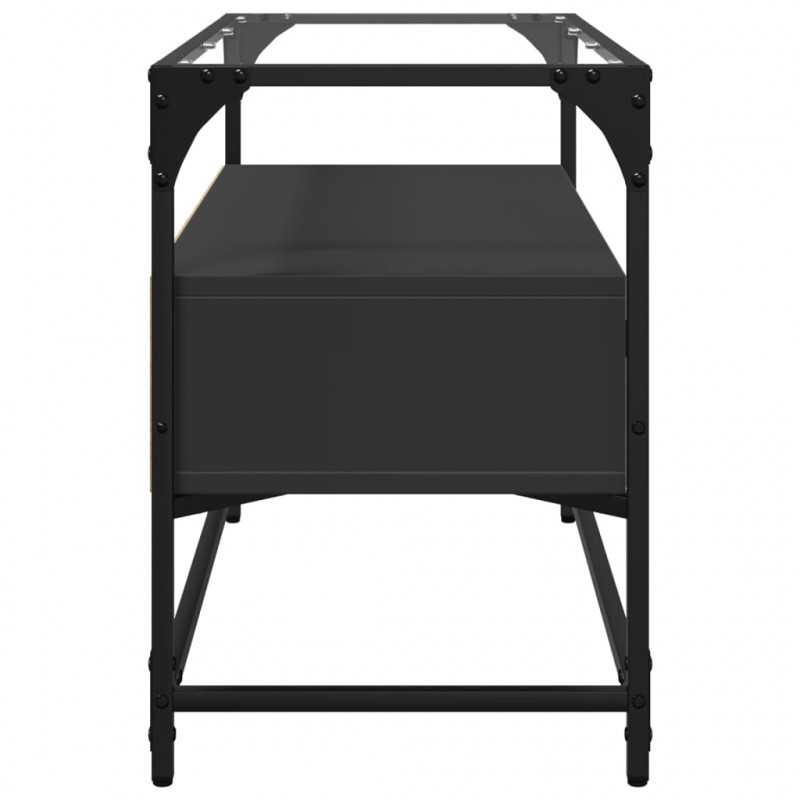 Szafka pod TV ze szklanym blatem, czarna, 80x35x51 cm