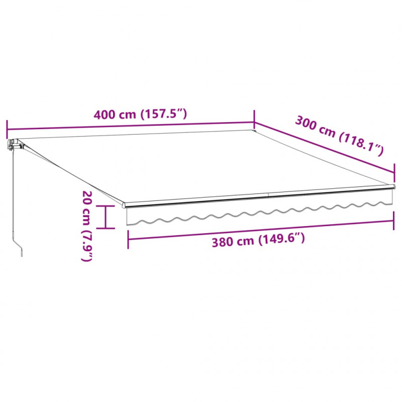 Automatycznie zwijana markiza, burgundowa, 400x300 cm