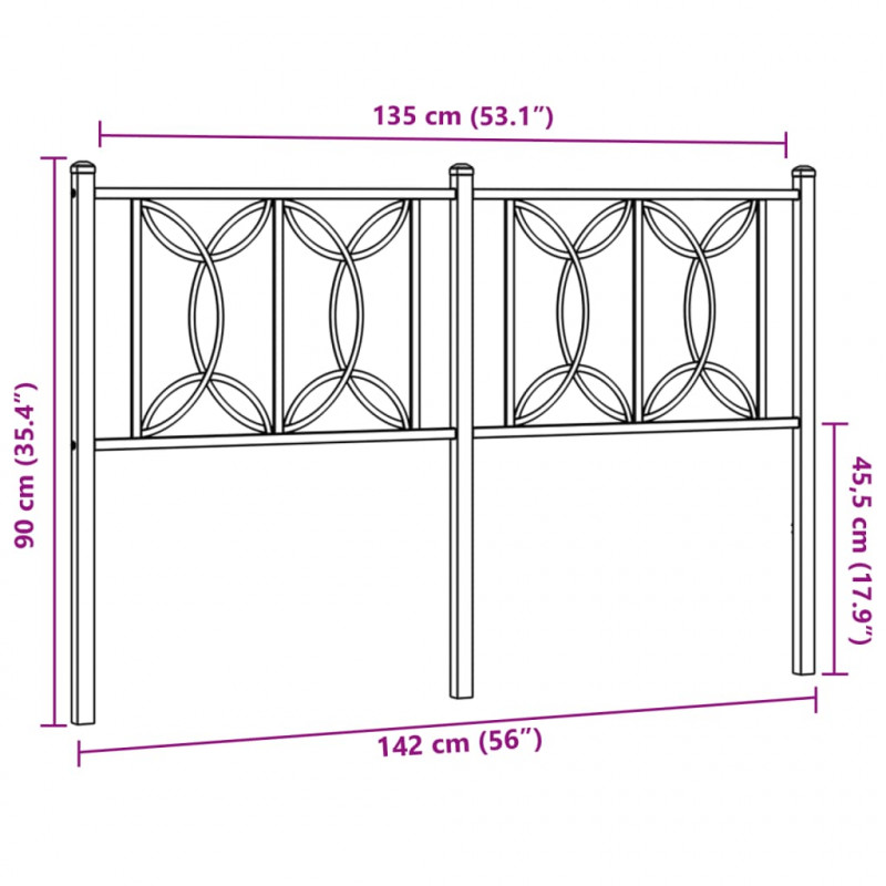 Metalowe wezgłowie, białe, 135 cm