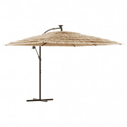 Parasol ogrodowy z LED, stalowy słupek, brązowy, 290x290x238 cm