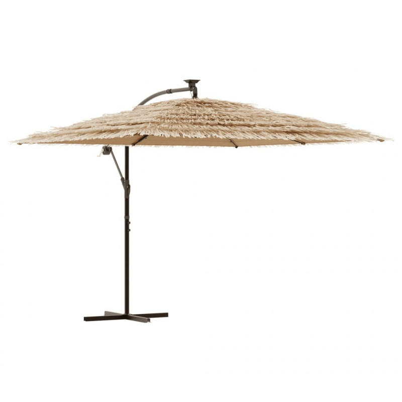 Parasol ogrodowy z LED, stalowy słupek, brązowy, 290x290x238 cm
