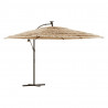Parasol ogrodowy z LED, stalowy słupek, brązowy, 290x290x238 cm