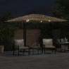 Parasol ogrodowy z LED, stalowy słupek, brązowy, 290x290x238 cm