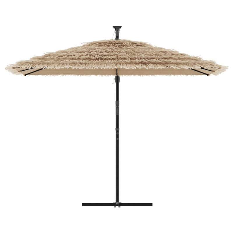 Parasol ogrodowy z LED, stalowy słupek, brązowy, 290x290x238 cm