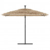 Parasol ogrodowy z LED, stalowy słupek, brązowy, 290x290x238 cm
