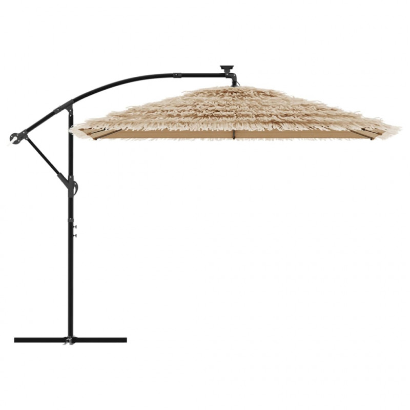 Parasol ogrodowy z LED, stalowy słupek, brązowy, 290x290x238 cm