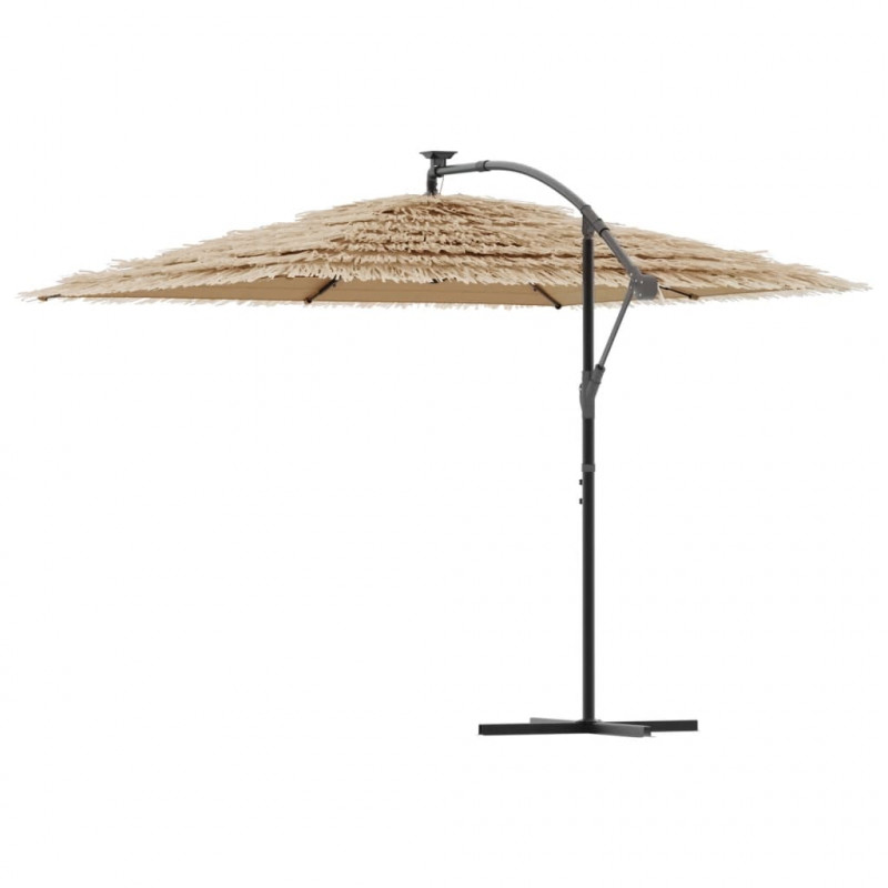 Parasol ogrodowy z LED, stalowy słupek, brązowy, 290x290x238 cm